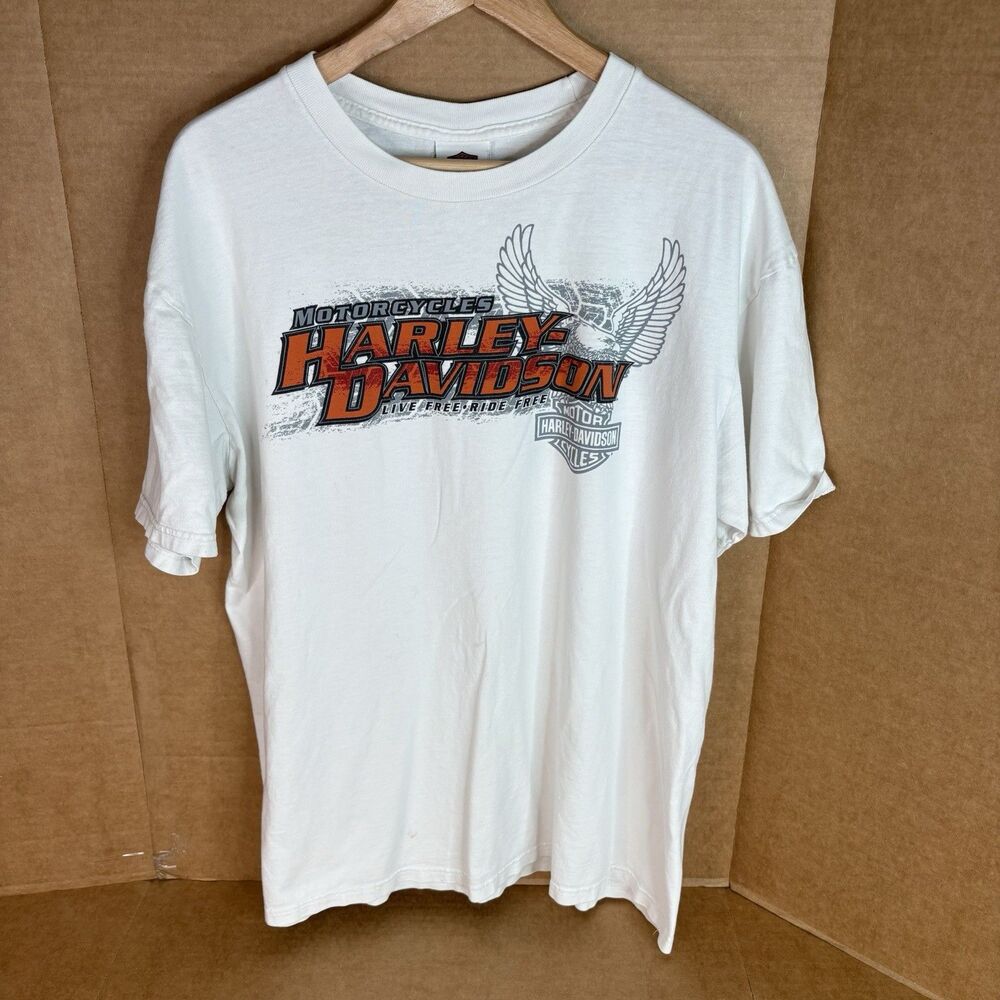 Harley Davidson Graphic T Shirt, XL, White, Twin Cities, Eagle